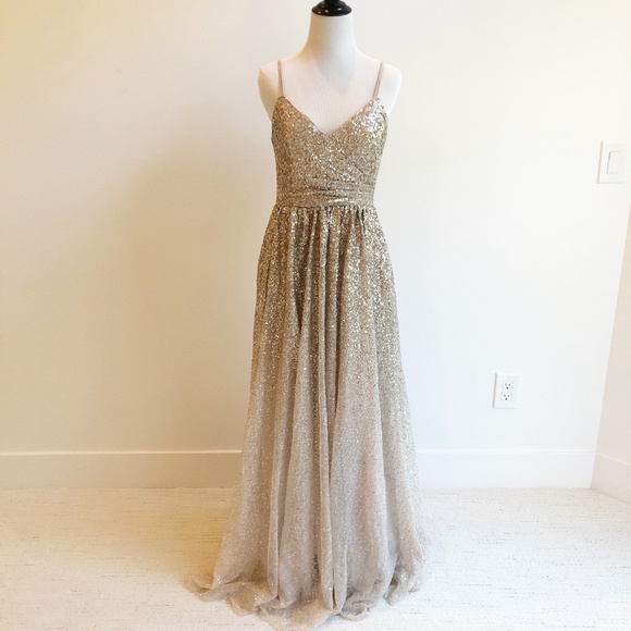 SOLD Eliza J | Ombre Sequin Gown | Champagne | 8 - Picture 3 of 15